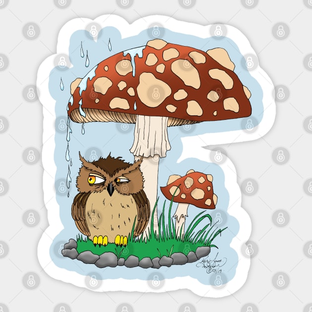 Spring Shower Owl Sticker by tigressdragon